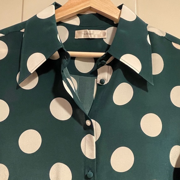 Suistudio Alec Polka Dot Silk Blouse NWOT - Picture 3 of 8